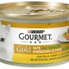 Purina gourmet gold με κομμάτια σε πατέ κοτόπουλο, καρότα και κολοκυθάκι 85 gr